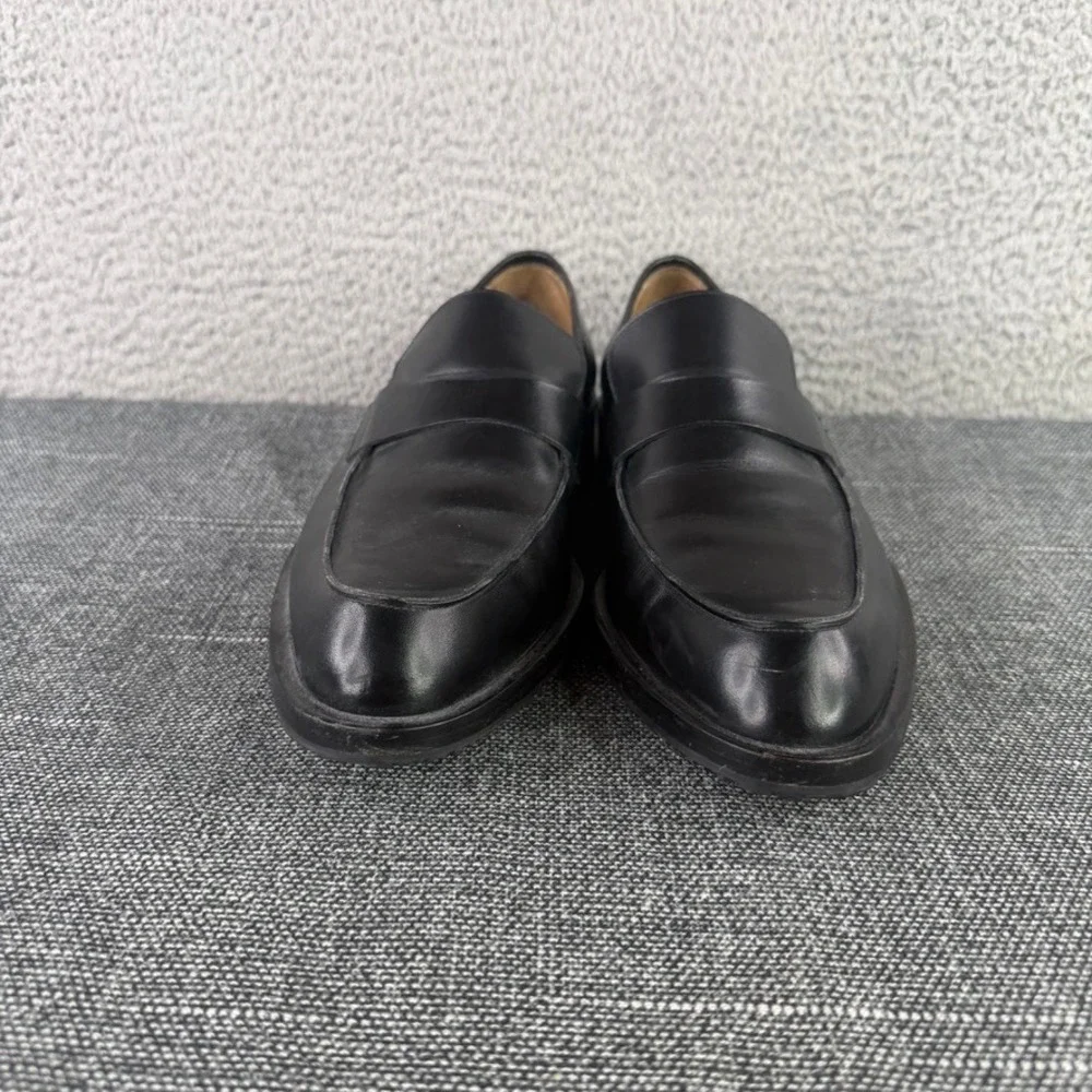 Bally Tribus Loafers Men 7.5E Black Leather Italian Apron Toe Penny Dress Shoes